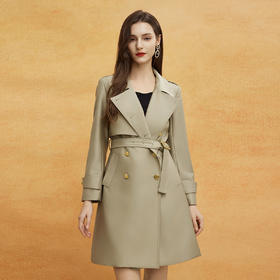 QE001斯尔丽2025春季新款英伦风双排扣经典高奢正肩显瘦修身风衣外套