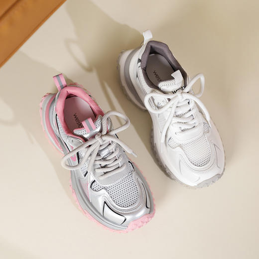 westory春秋新款休闲厚底轻便舒适圆头百搭老爹鞋板S24CM74431 商品图0