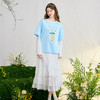 两三事 天青伏笔 2025春季新款小清新贴布绣拼色短袖棉t恤女宽松 商品缩略图3