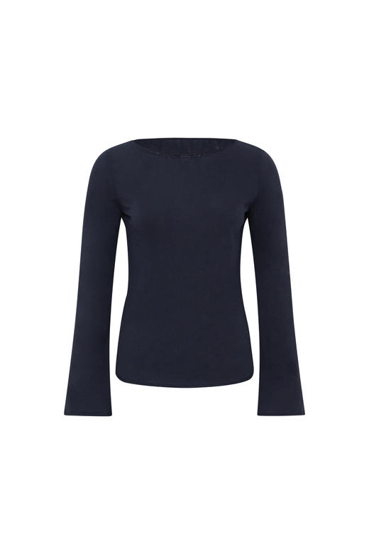 oneup一字领喇叭袖散边长袖T恤 商品图6