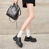 西遇英伦风小皮鞋女新款早春增高厚底乐福鞋圆头系带马丁单鞋D0047603 商品缩略图3