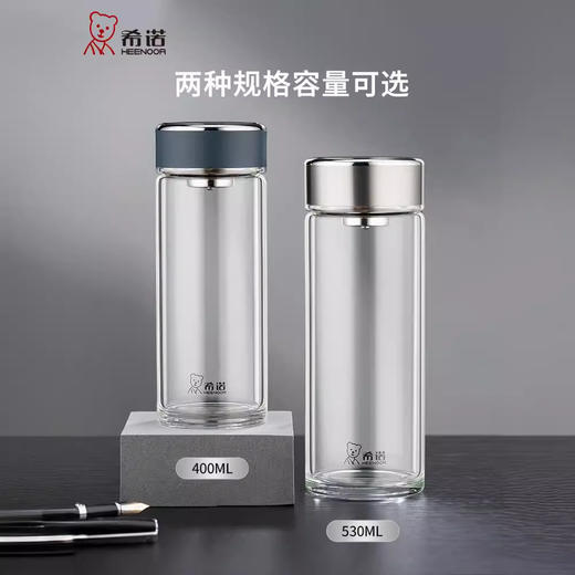 【高雅风范，单层商务玻璃杯】希诺单层玻璃杯 大容量高级商务 中性便携办公泡茶杯 家用男士喝水杯子-QQ 商品图3