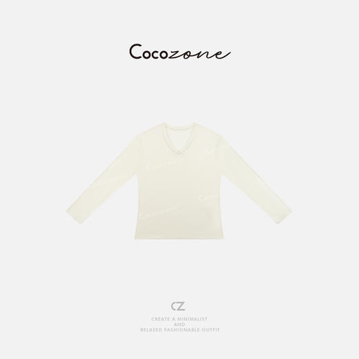 COCO ZONE 绵羊毛山羊绒早春字母贴布长袖T恤CD1A0243 商品图2