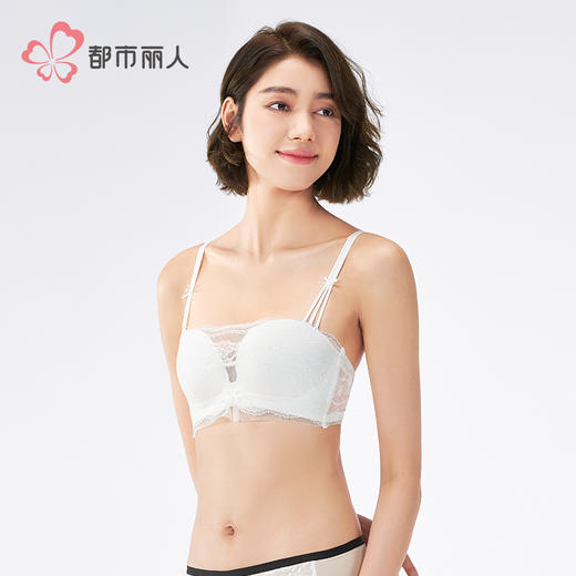 都市丽人自然舒适B杯常规内衣中厚蕾丝树脂胶圈常规文胸LBH1M2 商品图2