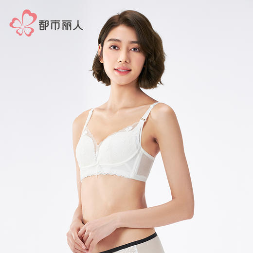 都市丽人自然舒适B杯常规内衣薄蕾丝无钢圈常规文胸LBH2M9 商品图2