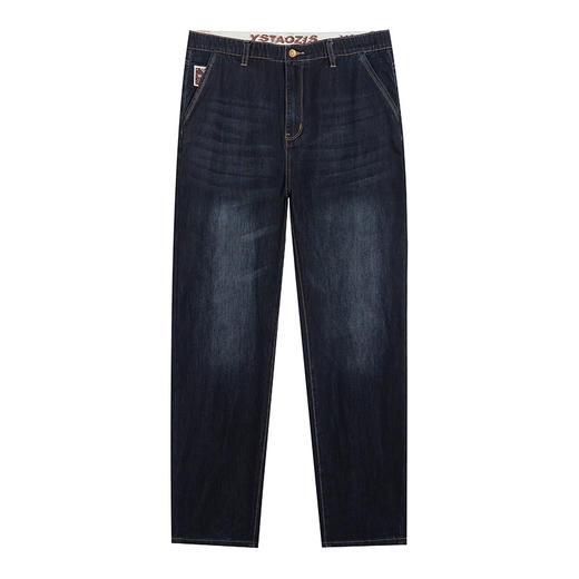 【DMH】大码男装薄款牛仔裤休闲百搭宽松洗水磨白松紧腰直筒长裤子男下装春夏新款 商品图4