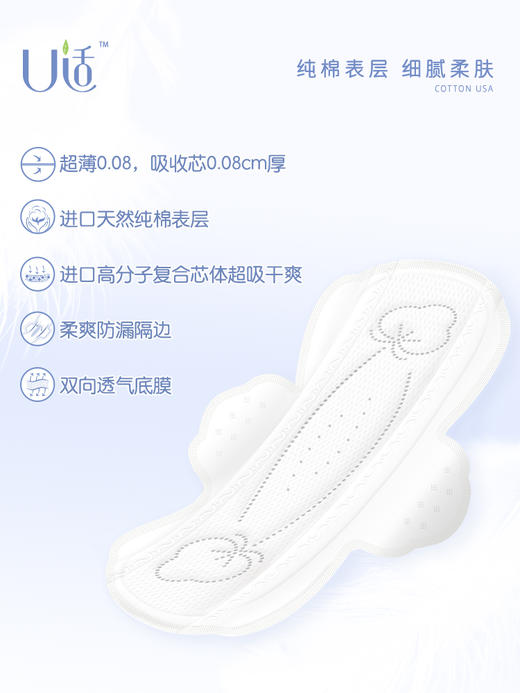 U适医护级卫生巾日用夜用护垫套装10包146片 商品图2