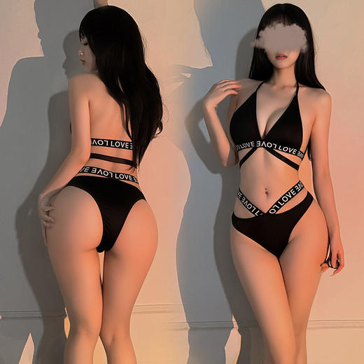 霏慕 字母织带环腰度假比基尼6330 情趣内衣性感纯欲三点式 商品图2