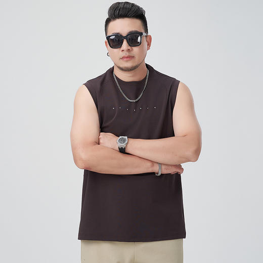 【DMH】大依优型大码圆领无袖背心休闲宽松加肥加大胖子T恤居家坎肩上衣潮流 商品图2