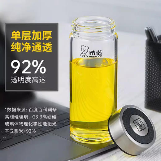 【简约之美，彰显品味】希诺单层玻璃杯 商务办公礼品杯 户外男女便携泡茶杯-QQ 商品图2