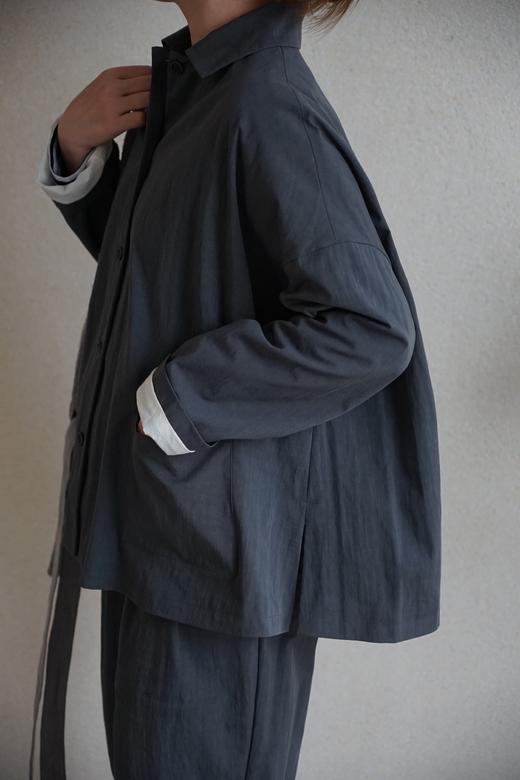 apuntob 落肩设计宽松版型灰色棉质夹克 商品图1