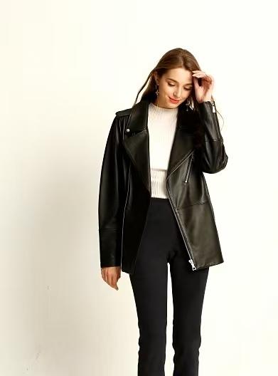 出口内销少量漏一手长羊皮大衣外套 酷飒机车皮衣 商品图6