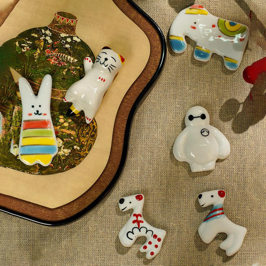 景德镇陶瓷冰箱贴景区摆摊咖啡店装饰贴手绘卡通可爱风陶瓷工艺品 商品图1