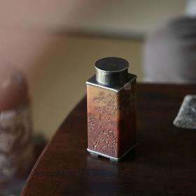寿山石纯锡茶仓便携密封茶叶罐