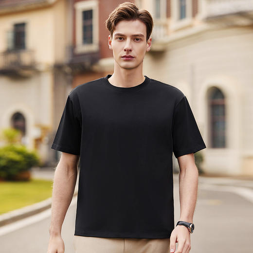 【桑蚕丝】【DKP】大依优型大码圆领T恤轻奢休闲纯色短袖男宽松T恤上衣胖子 商品图2