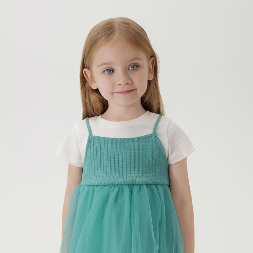 【假两件】马克珍妮夏装新品 女童短袖网纱连衣裙 儿童裙子230907 商品图4