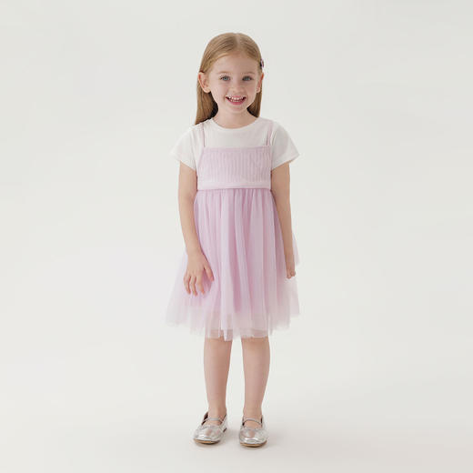 【假两件】马克珍妮夏装新品 女童短袖网纱连衣裙 儿童裙子230907 商品图1