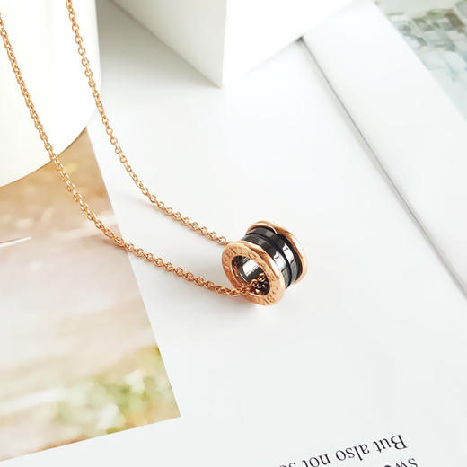 【95新】BVLGARI宝格丽B.zero1系列346083  18K玫瑰金黑陶瓷弹簧项链 中性款现售价：9700！160225TH25 商品图4