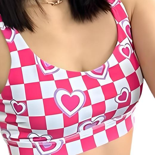 【126元任选2件】跃牌【漫西】系列 网红个性时尚撞色格瑜伽服背心女带胸垫健身运动内衣文胸Y267 商品图4