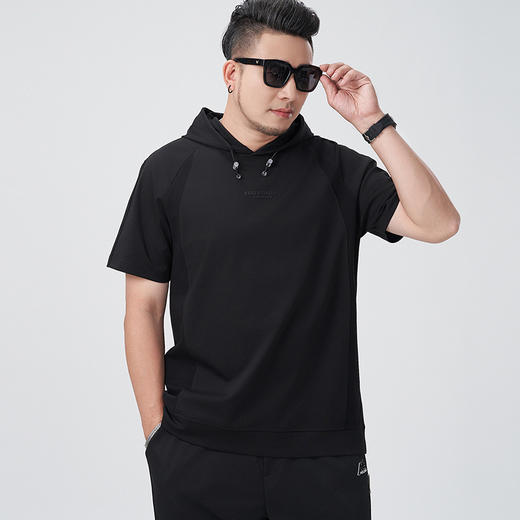 【DMH】大依优型大码连帽短袖T恤大码男装休闲宽松加肥加大潮流胖子上衣 商品图2