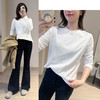 2025新款肩线前移直角肩圆领长袖白T！闭眼冲巨显瘦小休闲打底衫！ 商品缩略图1