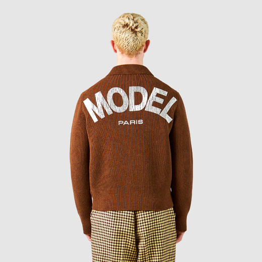 PHILIPPE MODEL 女士盾牌徽标橡胶贴片混纺羊毛针织开衫 棕色 CDMU MR12 37 商品图2