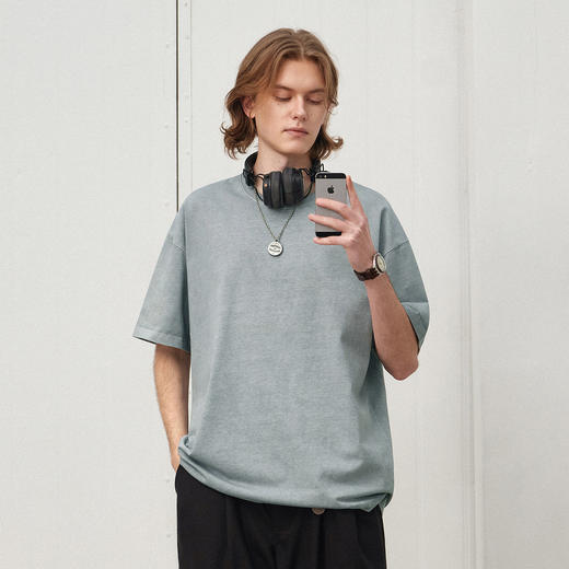 714street美式复古蜡染水洗做旧短柚T恤男25夏季新款重磅日系上衣 商品图2