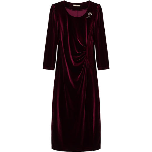 QYMAH-Y24JNL22 洋气大码金丝绒连衣裙女新款2025年春季修身气质女装时尚长款裙子 商品图4