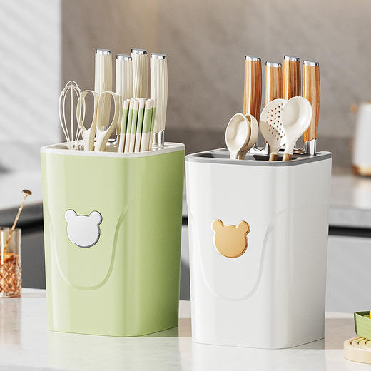 「ins风！不挑刀型」厨房刀架多功能置物架 台式桌面沥水刀架子筷子筒收纳整理架剪刀菜刀架厨房用品 商品图0