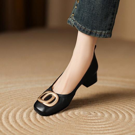 【预售5天】新款气质法式方头春秋新款职业工作鞋气质仙女风休闲单鞋女粗跟LD&7289 商品图2