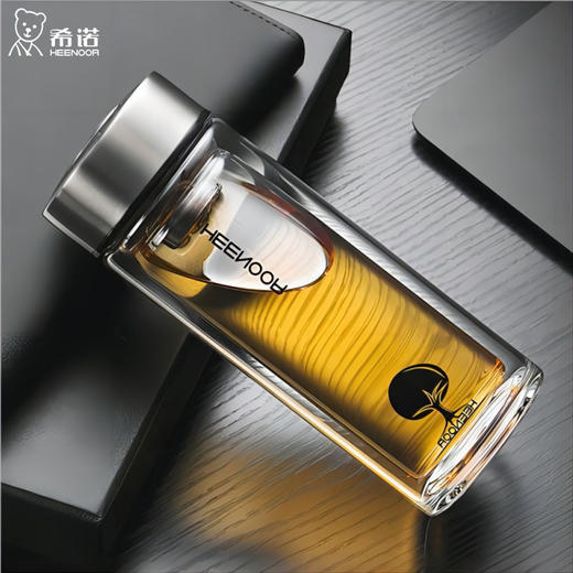 HEENOOR/希诺  双层玻璃杯高硼硅办公车载带滤网泡茶水杯 商品图0