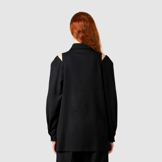 PHILIPPE MODEL 女士盾形口袋羊毛长袖衬衫 黑色 DRLD WF00 45 商品图2