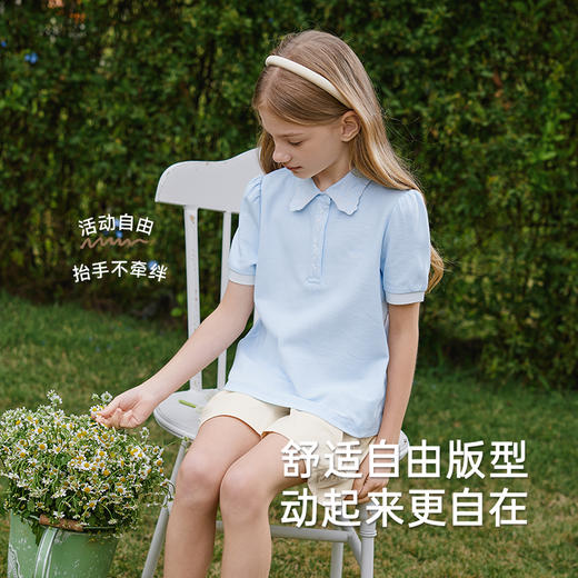 英氏儿童衣服夏季凉感速干短袖透气T恤中大童POLO衫女童T恤新款 商品图2