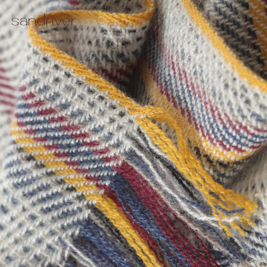 青海手工氆氇条纹流苏围巾SJF96P821N 商品图1