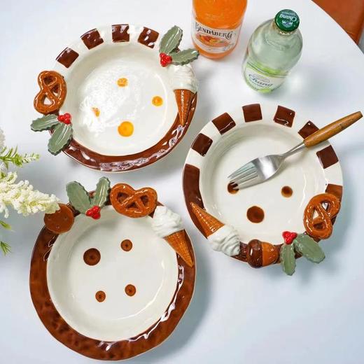 趣奇饼干陶瓷家用餐盘 创意深盘菜盘汤盘高颜值卡通意面盘沙拉盘 商品图0