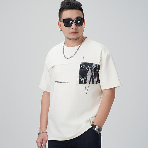 【DMH】大依优型大码男装圆领短袖T恤休闲宽松加肥加大潮流胖子上衣 商品图1