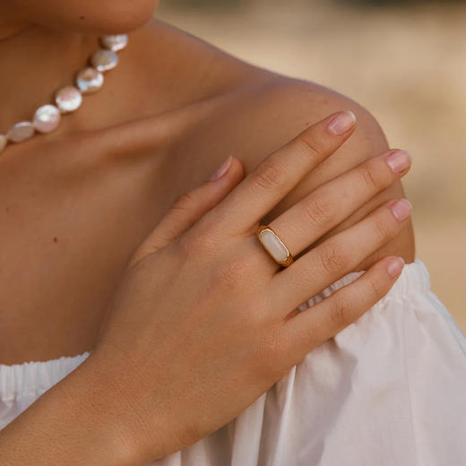 北京仓｜Agapee-Losna-月光石 印章 戒指［法国设计师］ 商品图3