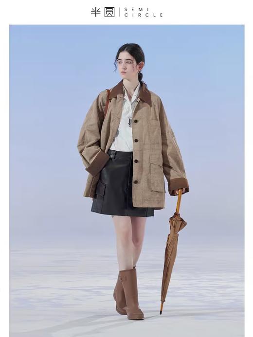 半圆/D24208147/报纸印花翻领外套 商品图1