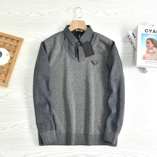 【 复古休闲！轻奢时尚！】P*A*A（普拉达）春季自留款，针织衫毛衣假两件！小胸标LOGO徽章！弹力衣身，做工精良！ 商品图7