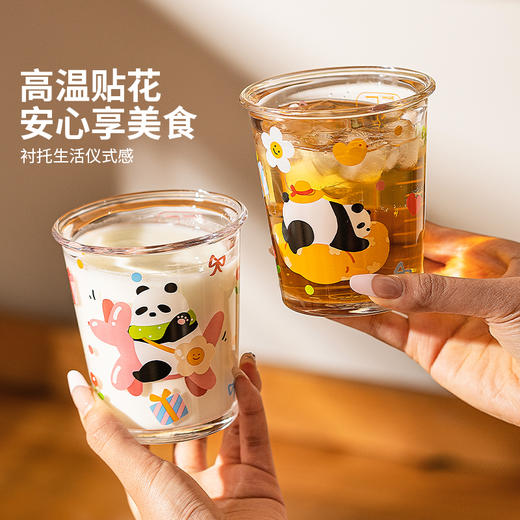 摩登主妇mototo熊猫玻璃杯咖啡杯家用水杯女高颜值刻度杯子果汁杯 商品图2