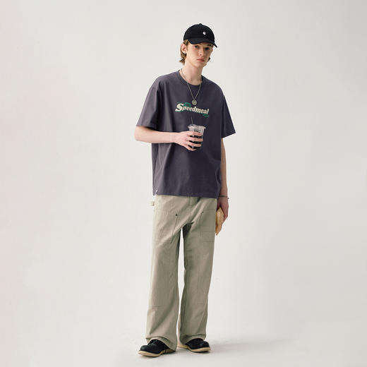 714street美式复古餐饮菜单印花短袖T恤男2025夏季新款国潮情侣装 商品图3