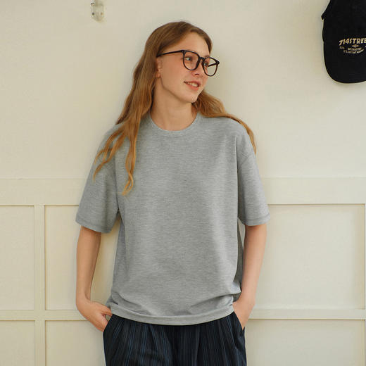 714street重磅纯色肌理感毛巾布短袖T恤男2025夏季新款基础款上衣 商品图1