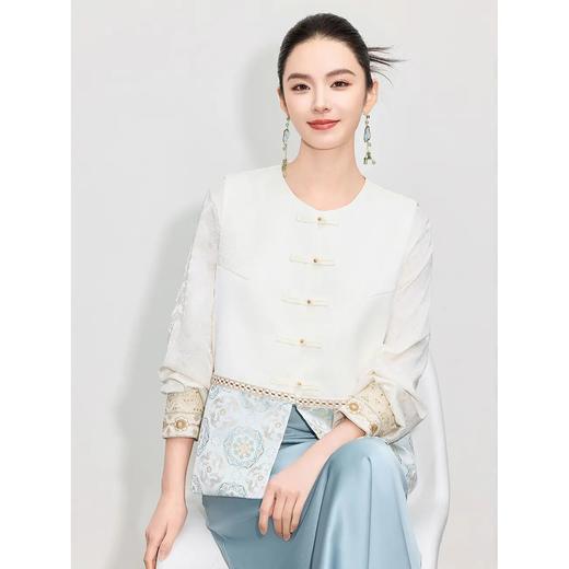 【自】全新升级【铂金会员247/天猫329/差价82】(42906) 洛诗琳复古新中式轻国风拼接设计感马甲2025春季新款上衣女 商品图0