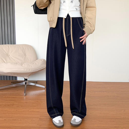 春夏季高腰显瘦宽松牛仔香蕉裤 亲肤垂顺柔软牛仔面料 商品图3