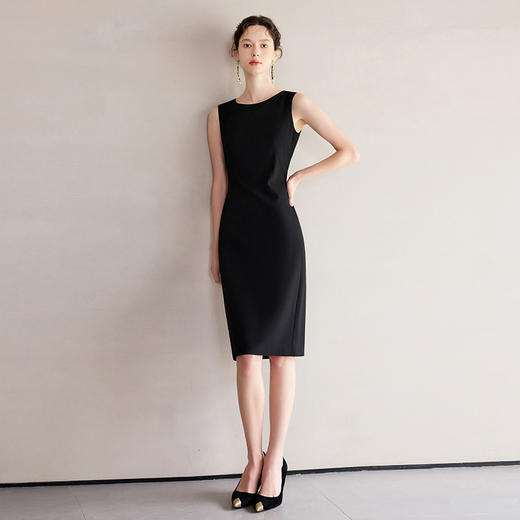 IWY/经典黑色无袖连衣裙女气质百搭西装内搭套裙职业裙装工作服Q1257 商品图3