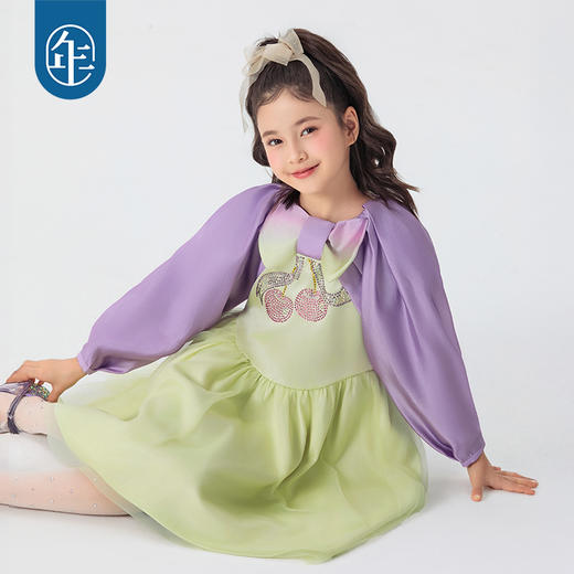 年衣童装2025年春季新款儿童女孩公主裙礼服莫奈日落连衣裙 商品图3