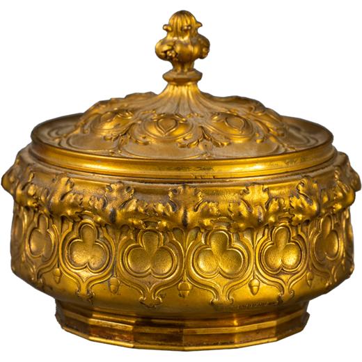 十九世纪 铜鎏金花卉纹西洋盖盒 商品图5