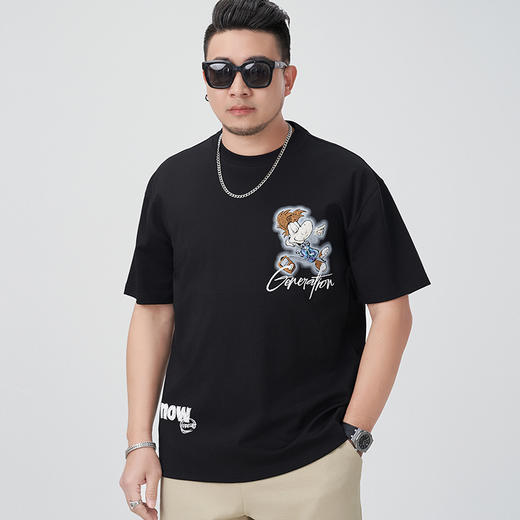 【DMH】大依优型大码男装圆领短袖T恤休闲宽松加肥加大潮流胖子上衣 商品图1