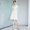 IWY/高级感米白色缎面西装连衣裙女春季长袖新款职业裙装Q1014 商品缩略图3