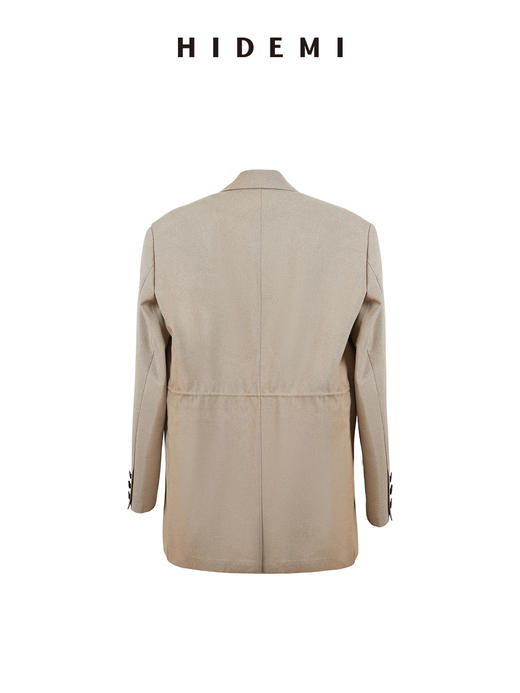 HIDEMI 日本进口阳离子纱线极简廓形皮腰带抽绳设计感西装套装 商品图7